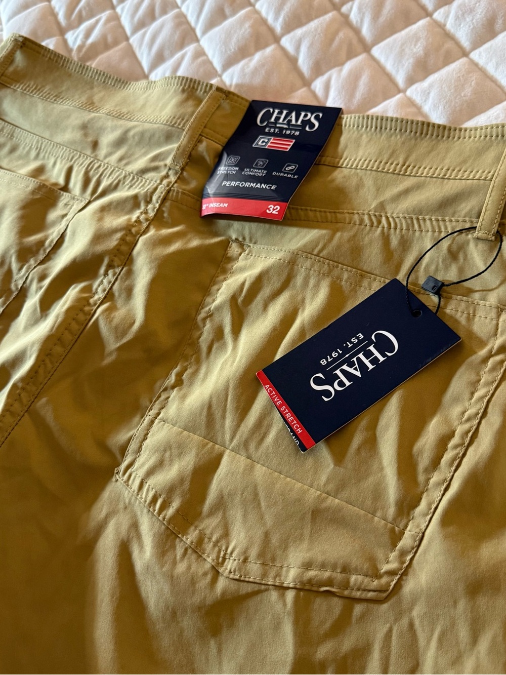 Chaps NWT Mens Performance 5-Pocket Pants Khaki 32x32 Stretch Chino Slacks